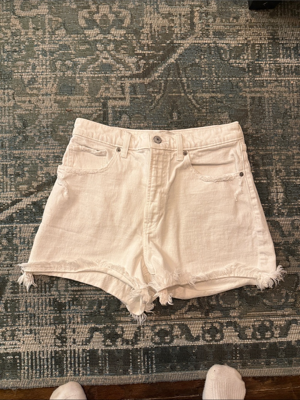 Abercrombie & Fitch Curve Love White Denim Shorts